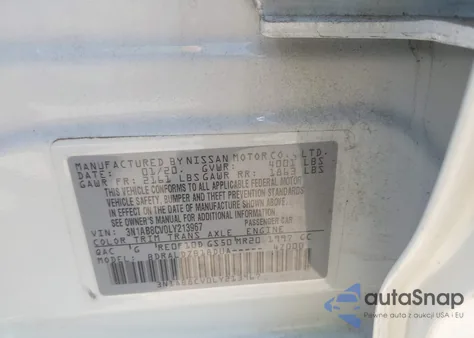 2020 Nissan Sentra Sv Xtronic Cvt из США, поврежденный, VIN 3N1AB8CV0LY213967